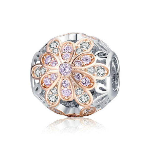 925 Sterling Silver Flower Charm Bead for Bracelet Pendant