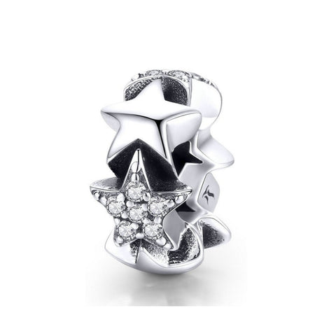 925 Sterling Silver Star Charm Bead for Bracelet Pendant