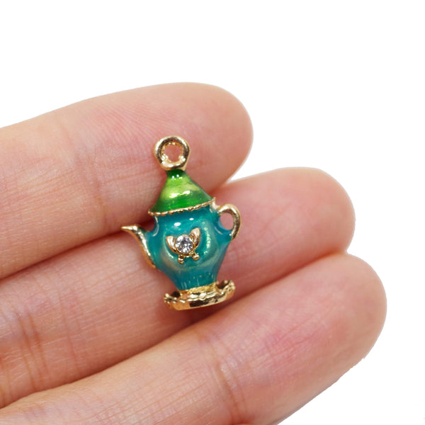 4 Pcs 3D Teapot Enamel Charm Craft Supplies