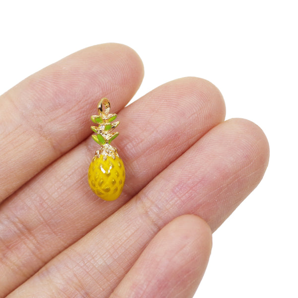 10 Pcs 3D Pineapple Enamel Charm Craft Supplies