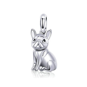 925 Sterling Silver Bulldog Charm Bead for Bracelet Pendant