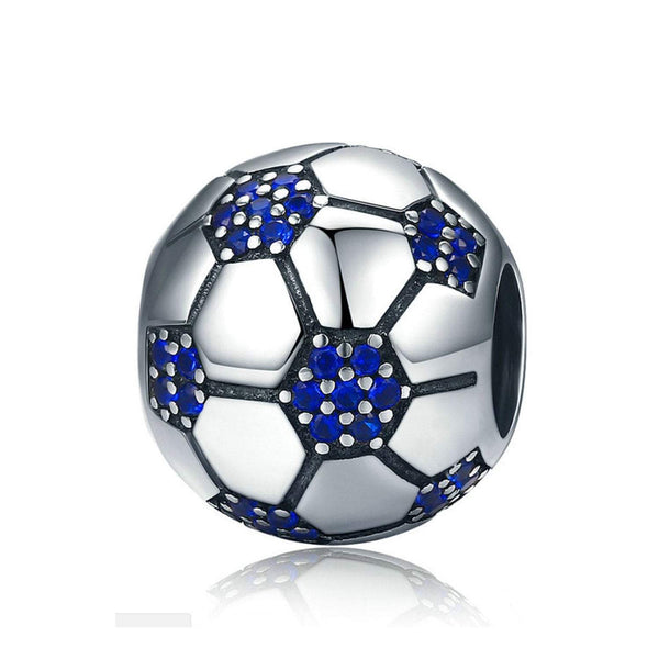 925 Sterling Silver Football Charm Bead for Bracelet Pendant