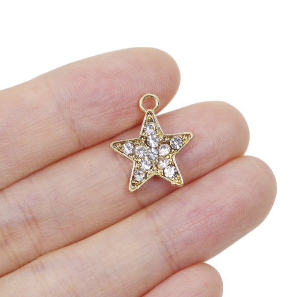 4 Pcs Gold Plated Star Charm for Jewelry Making