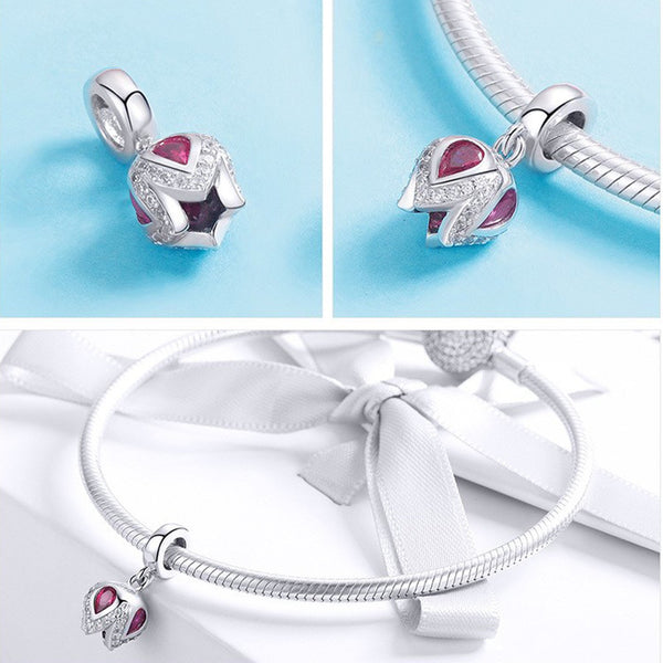 925 Sterling Silver Tulip Charm Bead for Bracelet Pendant