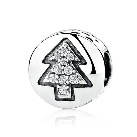 925 Sterling Silver Christmas Tree Charm Bead Fits Pandora Charm Bracelet Pendant