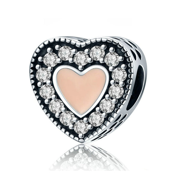 925 Sterling Silver Heart Charm Bead Fits Pandora Charm Bracelet Pendant