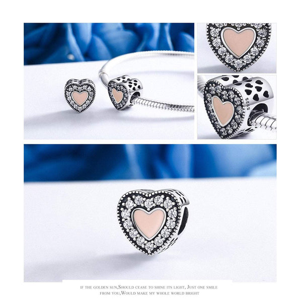 925 Sterling Silver Heart Charm Bead Fits Pandora Charm Bracelet Pendant