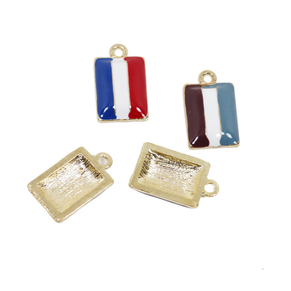 4 Pcs National Color GoldPlated Enamel Charm Craft Supplies