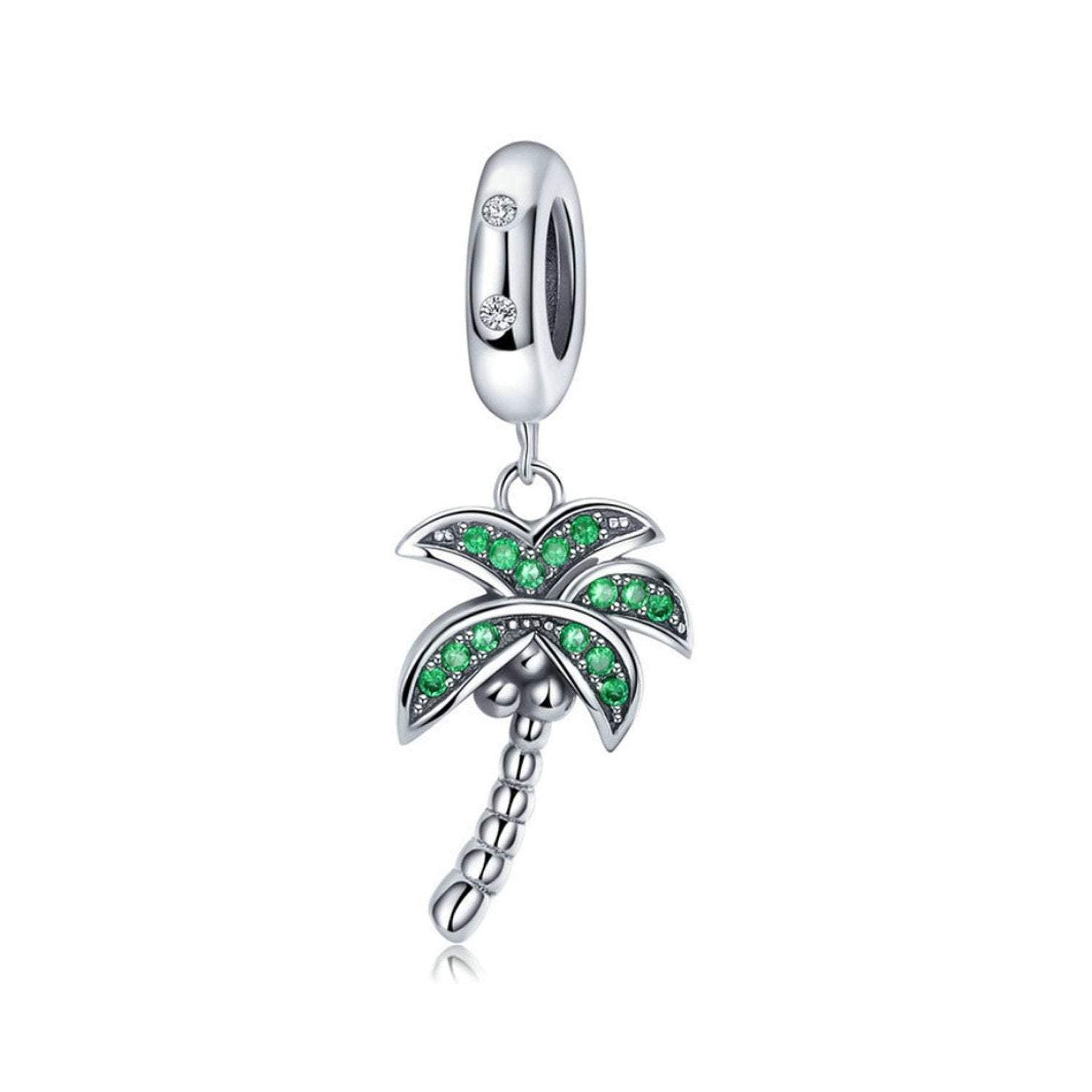 925 Sterling Silver Coconut Tree Charm Bead for Bracelet Pendant