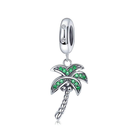 925 Sterling Silver Coconut Tree Charm Bead for Bracelet Pendant