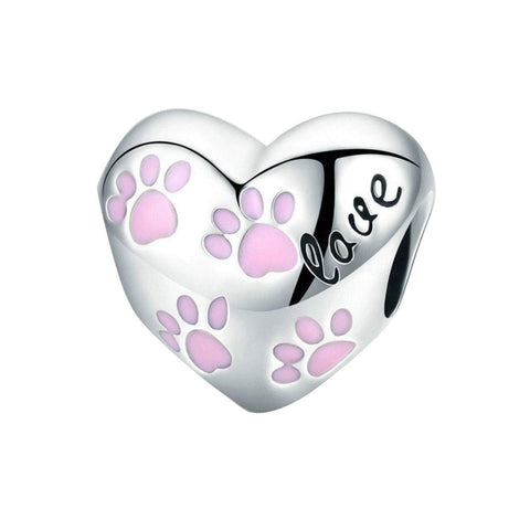 925 Sterling Silver Dog Paw Charm Bead for Bracelet Pendant