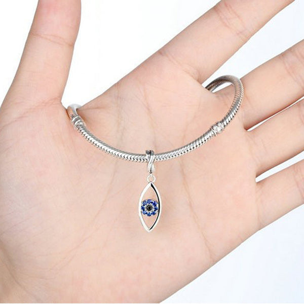 925 Sterling Silver Blue Evil Eye Charm Bead Fits Pandora Charm Bracelet Pendant