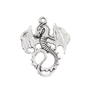 5 PCs Dragon Charms Antique Silver Tone Pendant