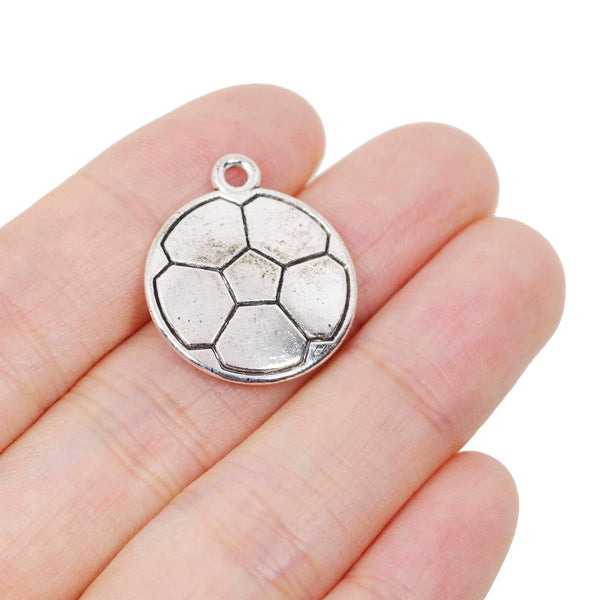 10 Football Charms Antique Silver Tone Pendant