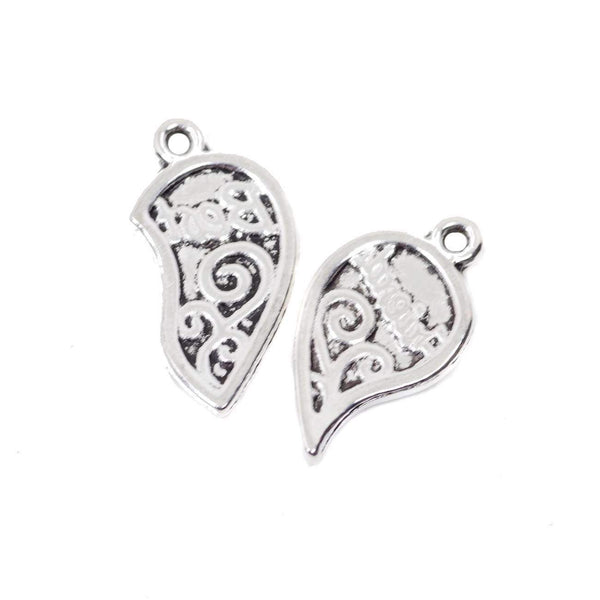 5 Set Best Friend Charms Antique Silver Tone Pendant