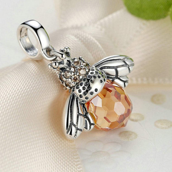 925 Sterling Silver Bee Charm Bead for Bracelet Pendant