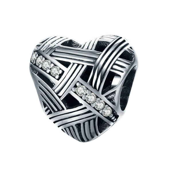 925 Sterling Silver Heart Charm Bead for Bracelet Pendant