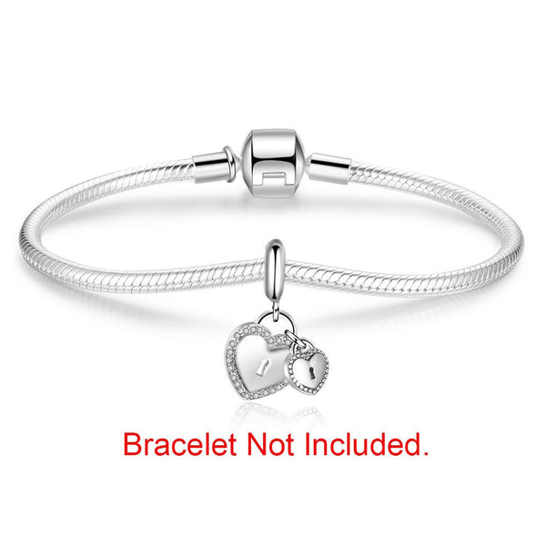 925 Sterling Silver Heart Charm Bead Fits Pandora Charm Bracelet Pendant