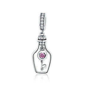 925 Sterling Silver Bottle Charm Bead for Bracelet Pendant