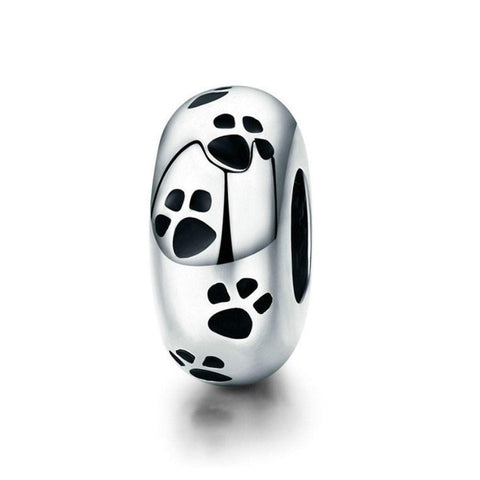 925 Sterling Silver Dog Paw Charm Bead for Bracelet Pendant