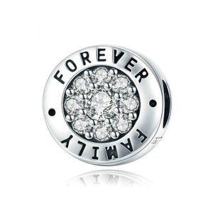 925 Sterling Silver Forever Family Charm Bead Fits Pandora Charm Bracelet Pendant