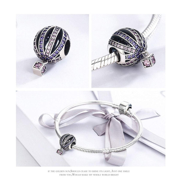 925 Sterling Silver Hot Air Balloon Charm Bead Fits Pandora Charm Bracelet Pendant