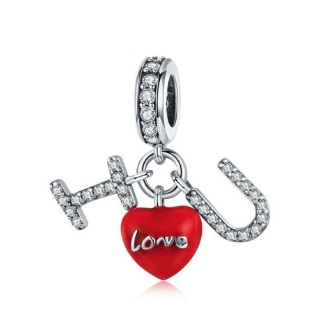 925 Sterling Silver I Love You Charm Bead for Bracelet Pendant