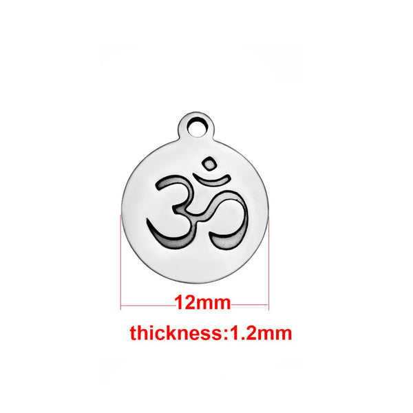 5 pcs OM Stainless Steel Charm One Side