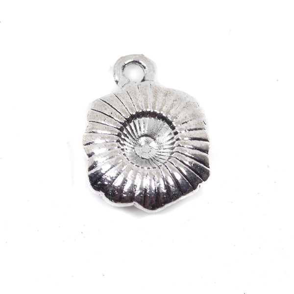 10 Flower Charms Antique Silver Tone Pendant