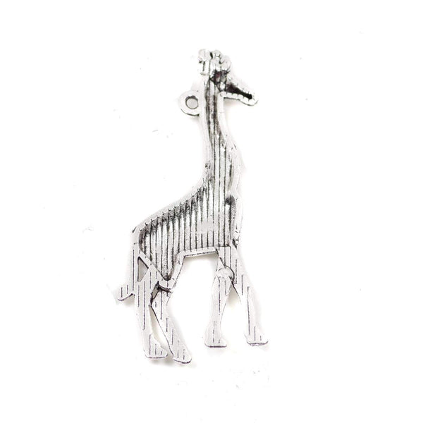 5 Giraffe Charms Antique Silver Tone Pendant