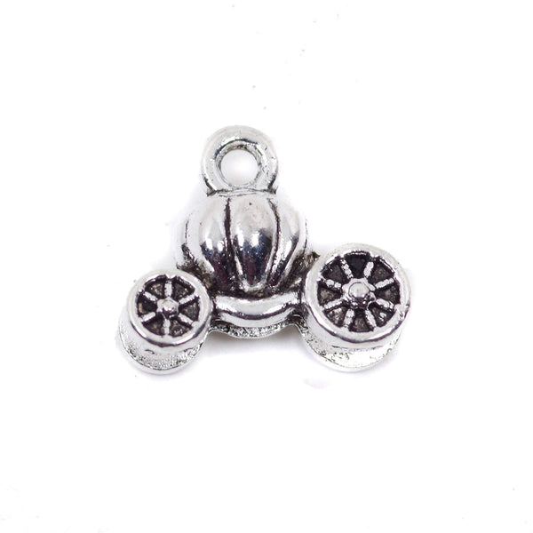 10 Pumpkin Car Charm Charms Antique Silver Tone Pendant