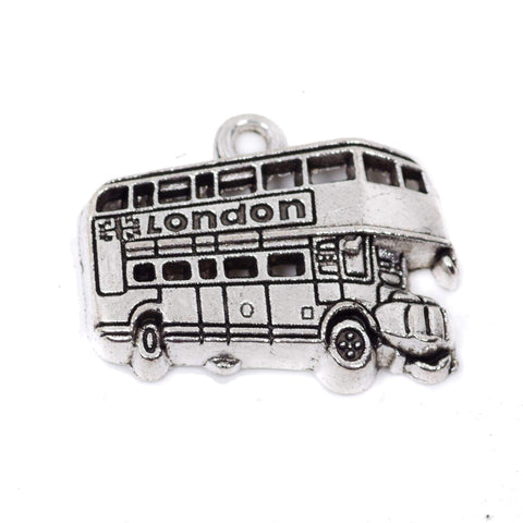 10 London Bus Charm Charms Antique Silver Tone Pendant