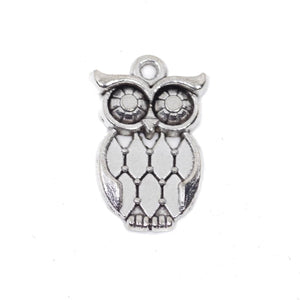 10 Owl Charm Charms Antique Silver Tone Pendant