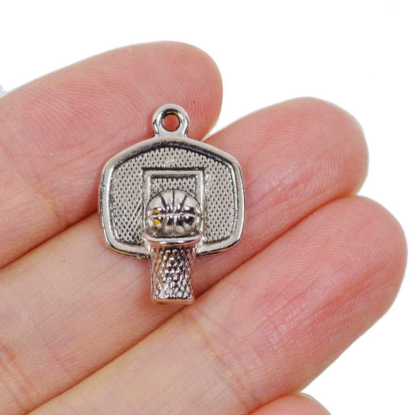 10 Basketball Charm Charms Antique Silver Tone Pendant