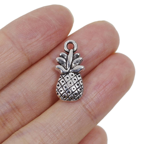 10 Pineapple Charm Charms Antique Silver Tone Pendant