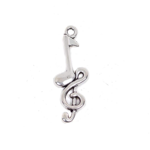 10 Music Note Charm Charms Antique Silver Tone Pendant