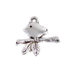 10 Cute Bird Charm Charms Antique Silver Tone Pendant