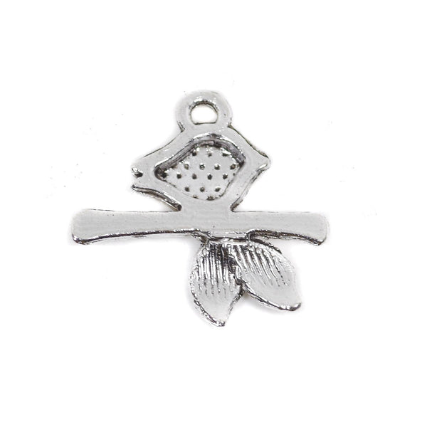 10 Cute Bird Charm Charms Antique Silver Tone Pendant