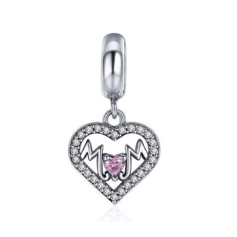 925 Sterling Silver  Mom Charm Bead for Bracelet Pendant