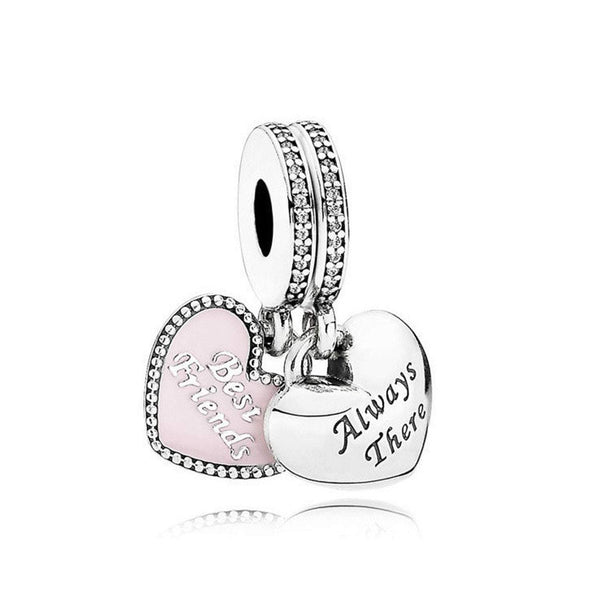 925 Sterling Silver Best Friend Always There Charm Bead Fits Pandora Charm Bracelet Pendant