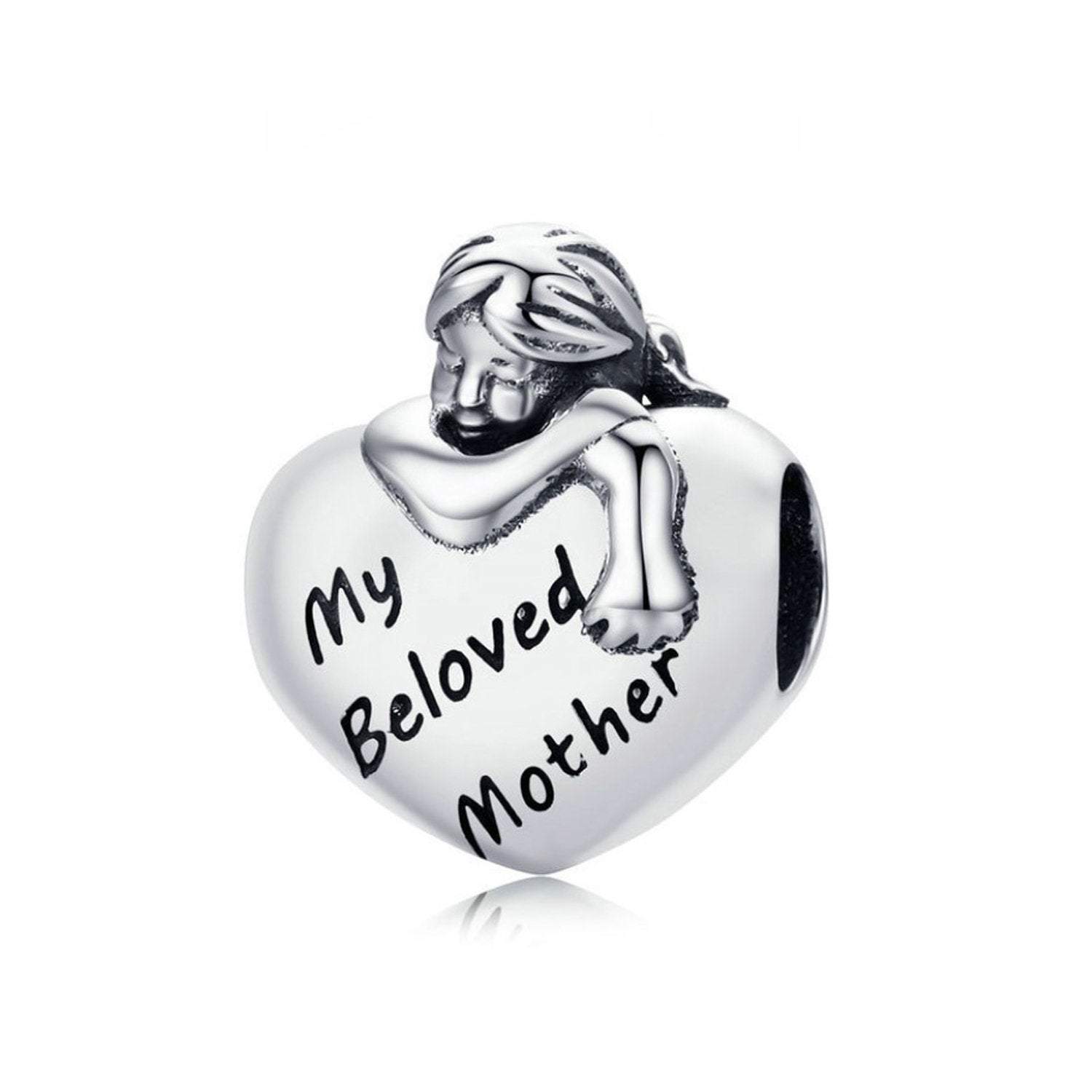 925 Sterling Silver My Beloved Mother Charm Bead Fits Pandora Charm Bracelet Pendant