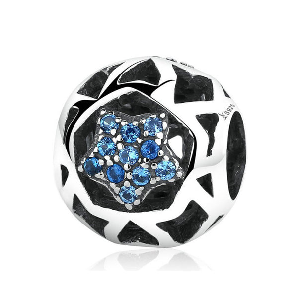 925 Sterling Silver Blue Star Charm Bead for Charm Bracelet Pendant