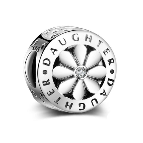 925 Sterling Silver Daughter Charm Bead for Charm Bracelet Pendant