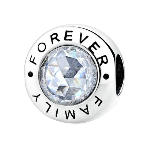 925 Sterling Silver Forever Family Charm Bead for Charm Bracelet Pendant