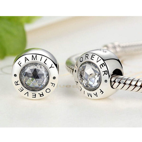 925 Sterling Silver Forever Family Charm Bead for Charm Bracelet Pendant