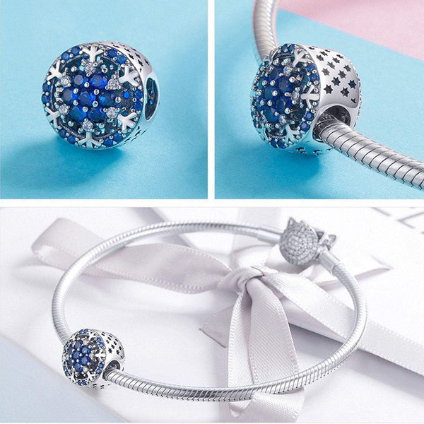 925 Sterling Silver Snowflake Charm Bead for Charm Bracelet Pendant