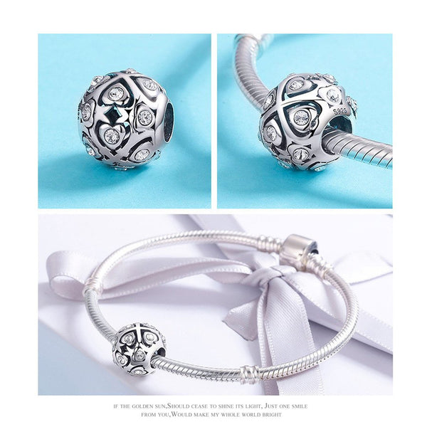 925 Sterling Silver Heart Charm Bead Fits Pandora Charm Bracelet Pendant