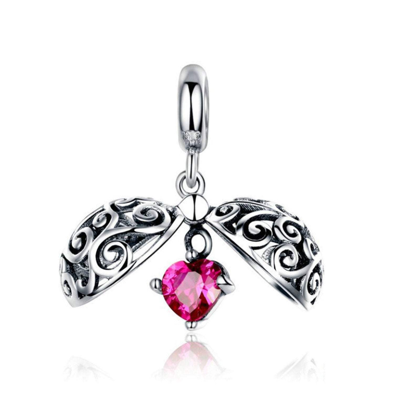 925 Sterling Silver Locket Heart Charm Bead Fits Pandora Charm Bracelet Pendant