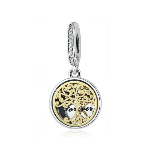 925 Sterling Silver Family Tree Charm Bead for Charm Bracelet Pendant