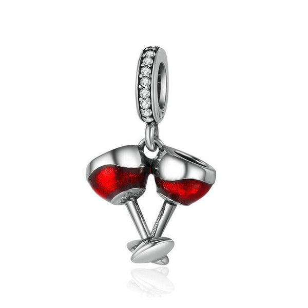 925 Sterling Silver Wine Charm Bead for Charm Bracelet Pendant